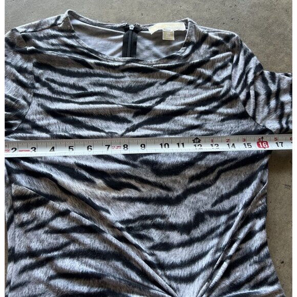 Michael Kors Sz XS Woman Black White Zebra Animal Print Cap Sleeve Dress Stretch - Picture 9 of 16